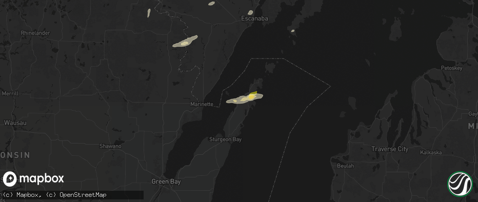 Hail map in Fish Creek, WI on June 28, 2026