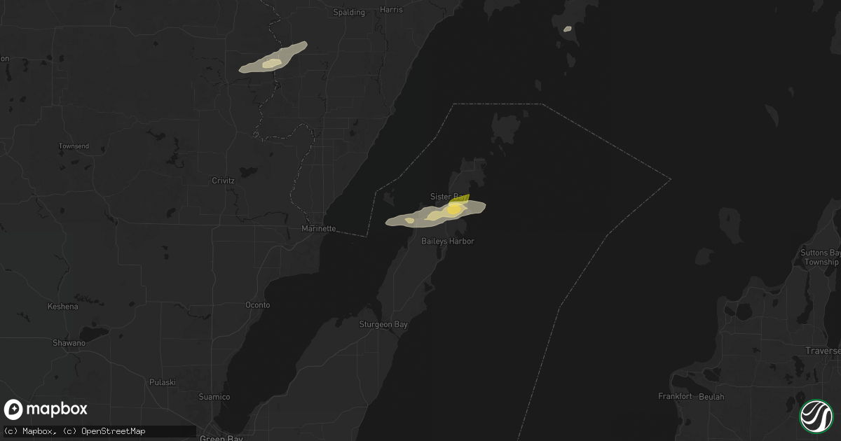 Hail map in Fish Creek, WI on June 28, 2026