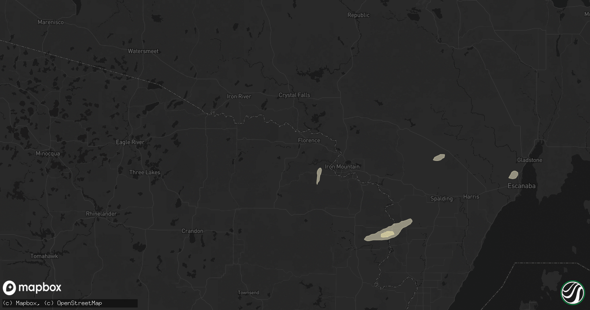 Hail map in Florence, WI on June 28, 2026