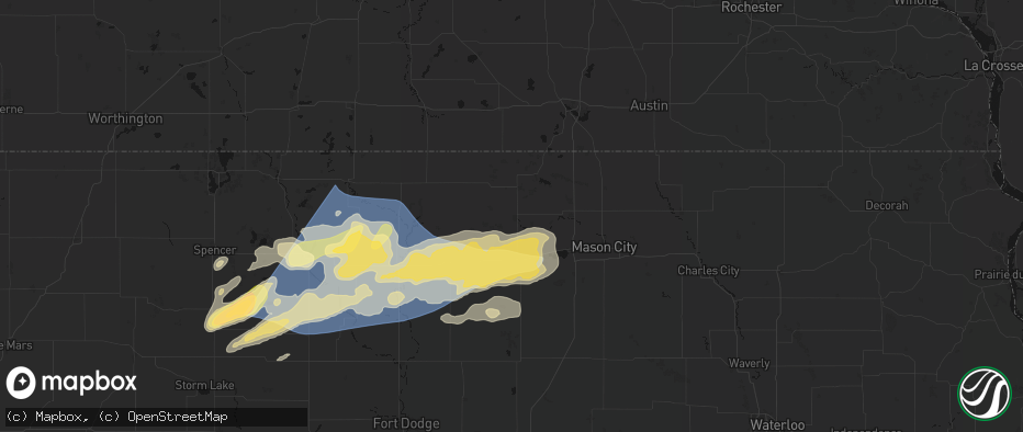 Hail map in Forest City, IA on June 28, 2026