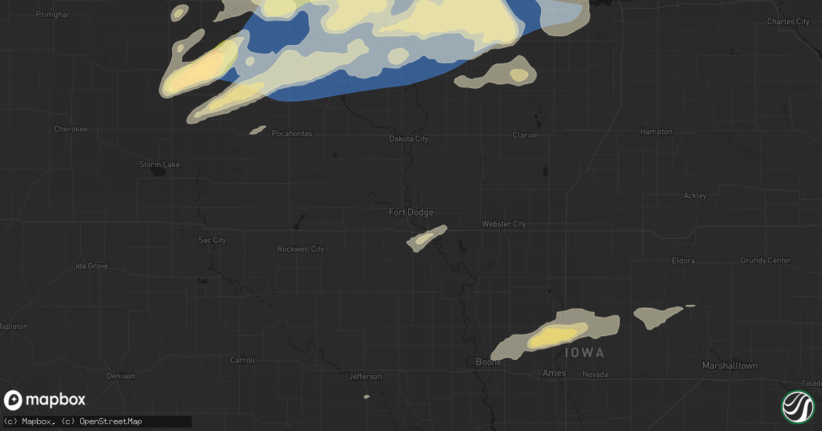 Hail map in Fort Dodge, IA on June 28, 2026