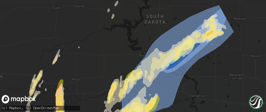 Hail map in Fort Pierre, SD on June 28, 2026