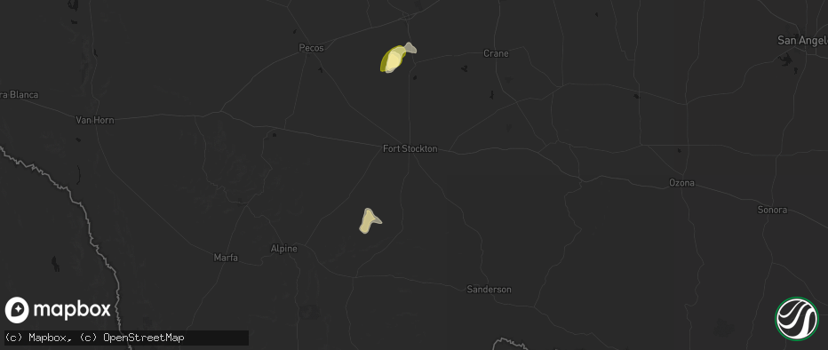 Hail map in Fort Stockton, TX on June 28, 2026
