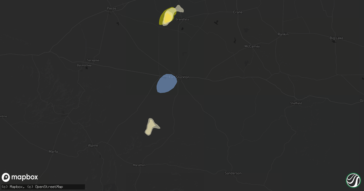 Hail map in Fort Stockton, TX on June 28, 2026