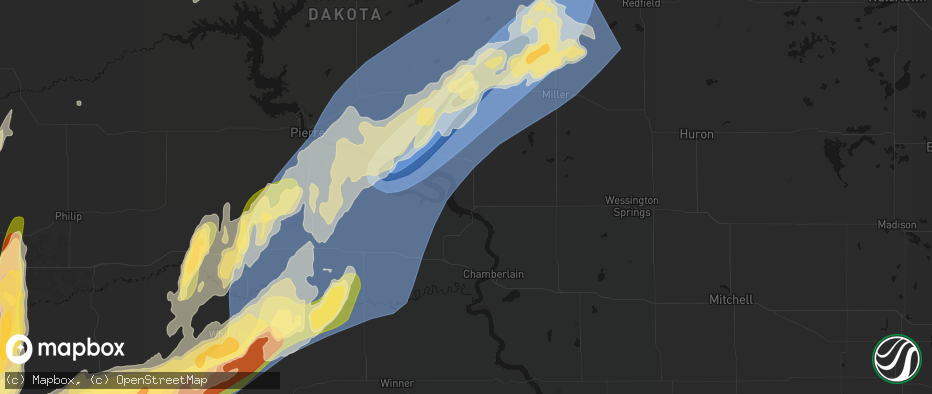 Hail map in Fort Thompson, SD on June 28, 2026