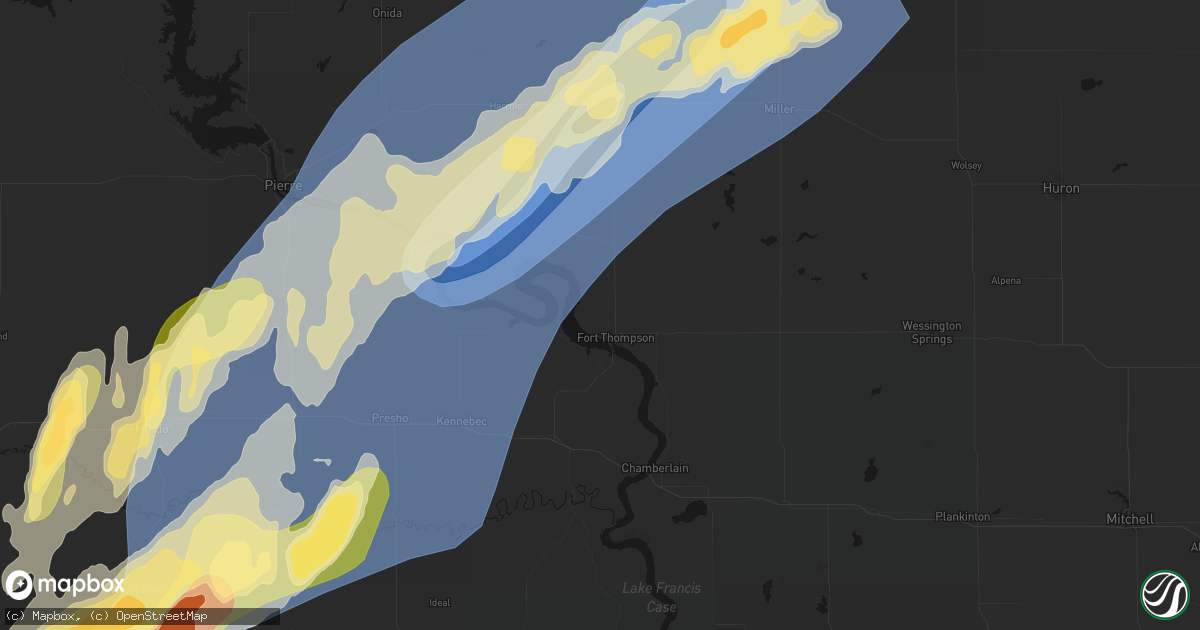 Hail map in Fort Thompson, SD on June 28, 2026