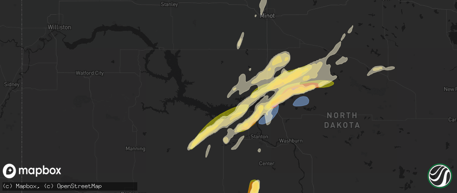 Hail map in Garrison, ND on June 28, 2026