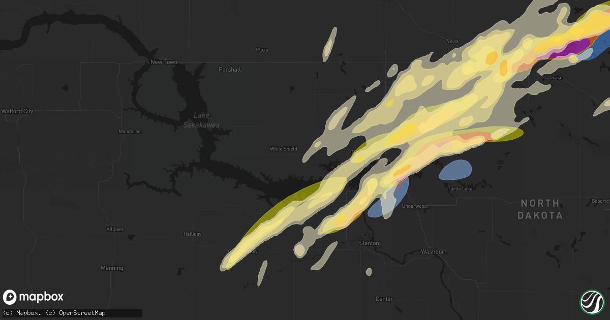 Hail map in Garrison, ND on June 28, 2026