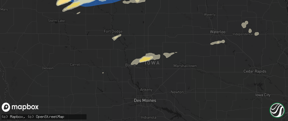Hail map in Gilbert, IA on June 28, 2026