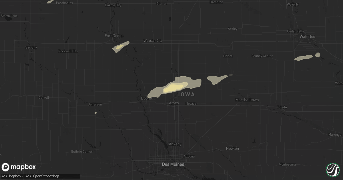 Hail map in Gilbert, IA on June 28, 2026