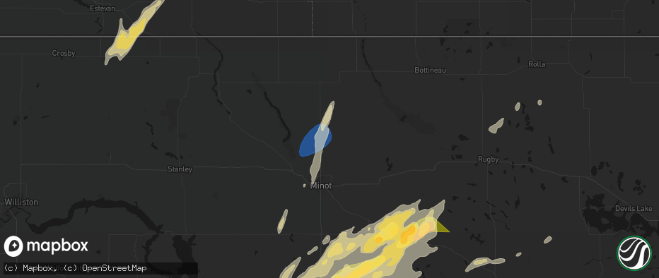 Hail map in Glenburn, ND on June 28, 2026