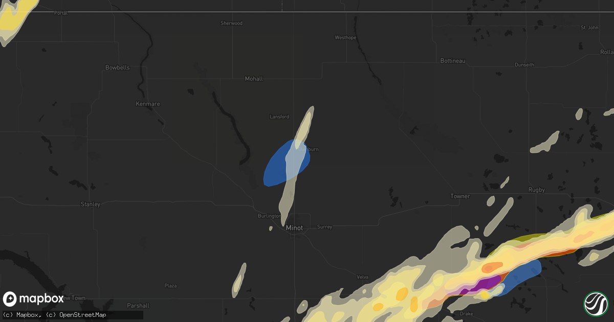 Hail map in Glenburn, ND on June 28, 2026