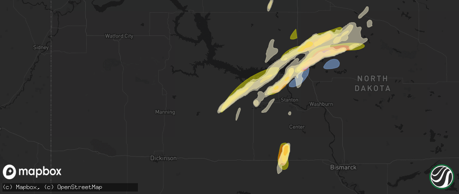Hail map in Golden Valley, ND on June 28, 2026