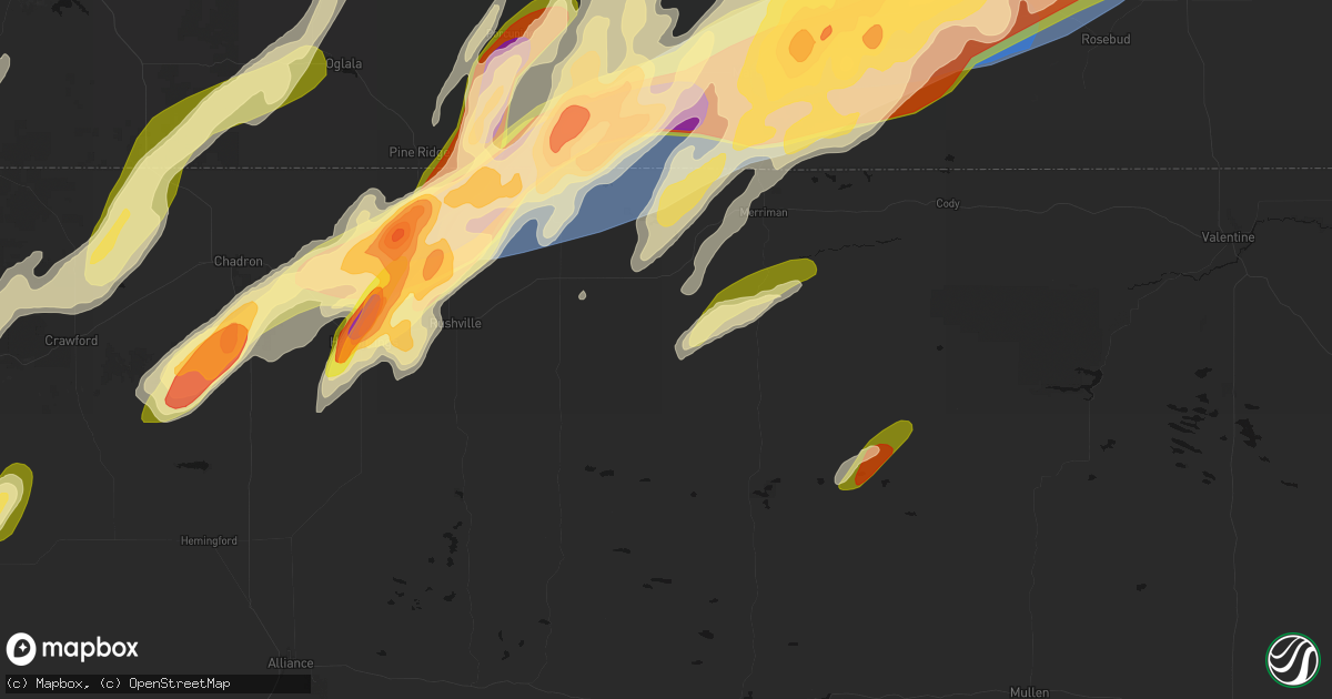 Hail map in Gordon, NE on June 28, 2026