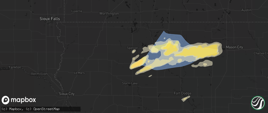 Hail map in Greenville, IA on June 28, 2026