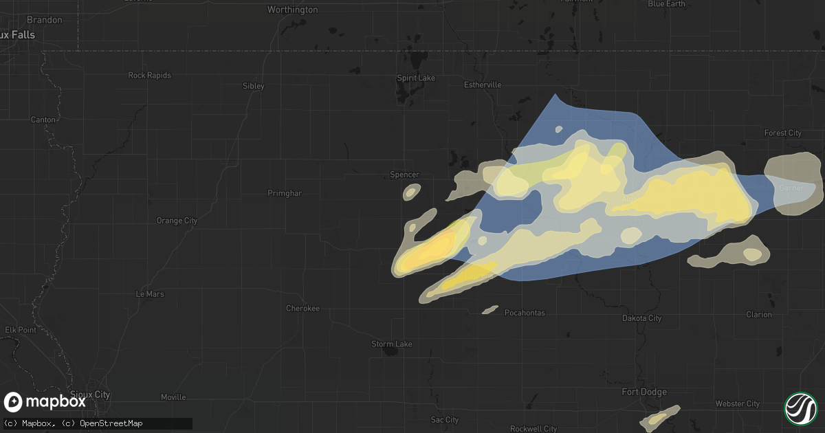 Hail map in Greenville, IA on June 28, 2026