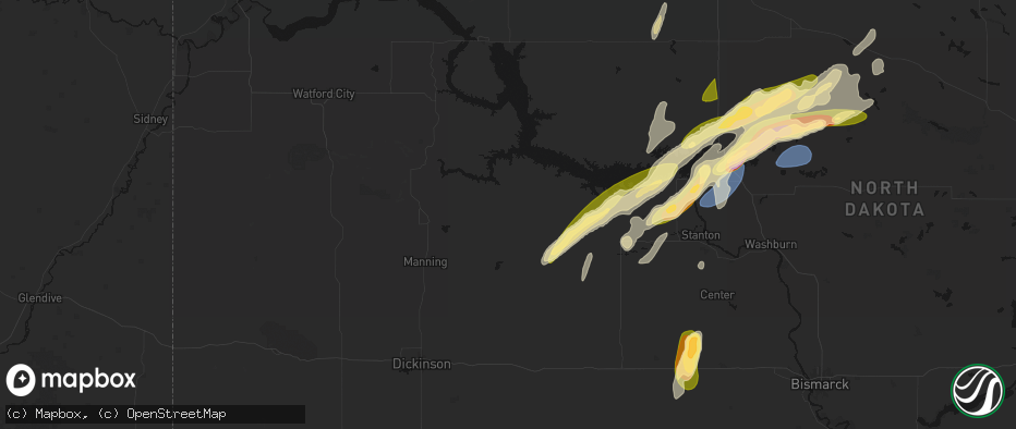 Hail map in Halliday, ND on June 28, 2026