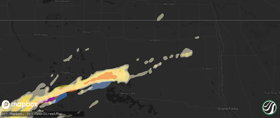 Hail map in Hampden, ND on June 28, 2026