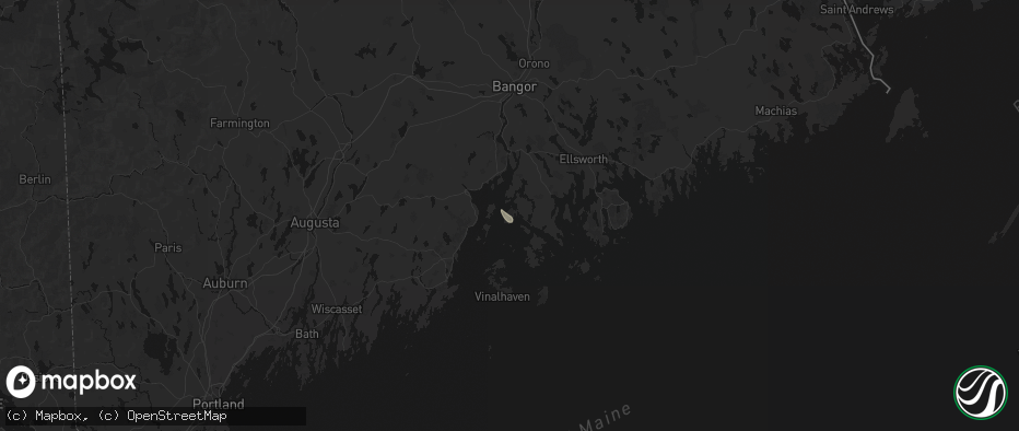 Hail map in Harborside, ME on June 28, 2026