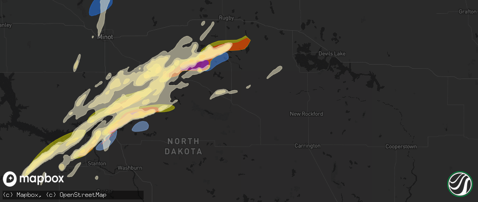 Hail map in Harvey, ND on June 28, 2026