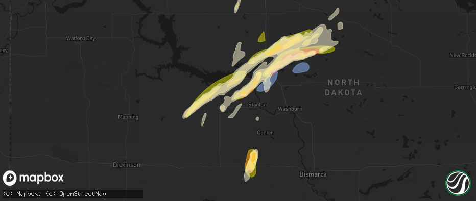 Hail map in Hazen, ND on June 28, 2026