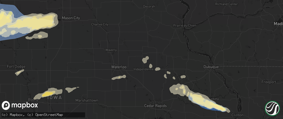Hail map in Hazleton, IA on June 28, 2026