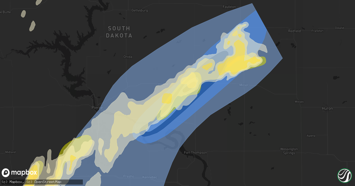 Hail map in Holabird, SD on June 28, 2026