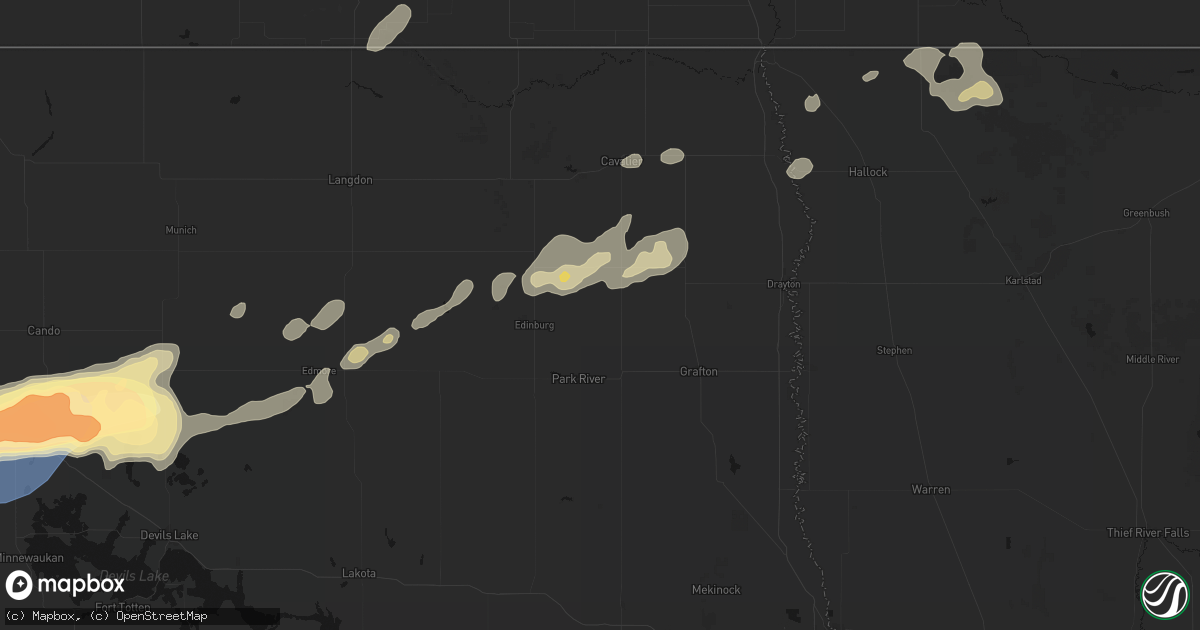 Hail map in Hoople, ND on June 28, 2026
