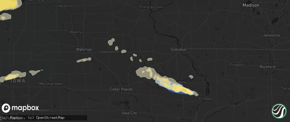 Hail map in Hopkinton, IA on June 28, 2026