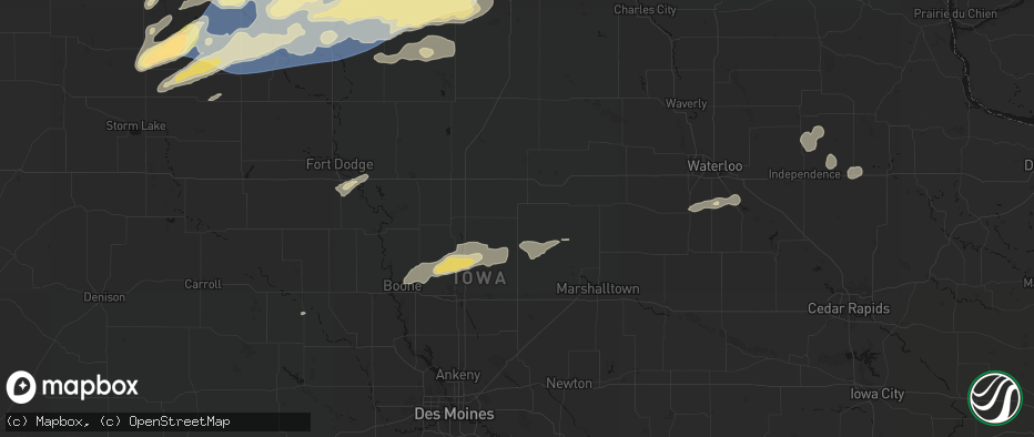 Hail map in Hubbard, IA on June 28, 2026