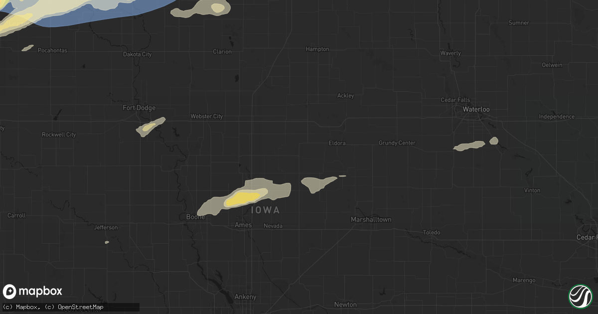 Hail map in Hubbard, IA on June 28, 2026