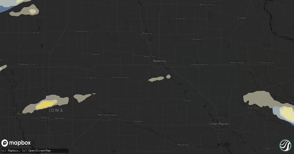 Hail map in Hudson, IA on June 28, 2026