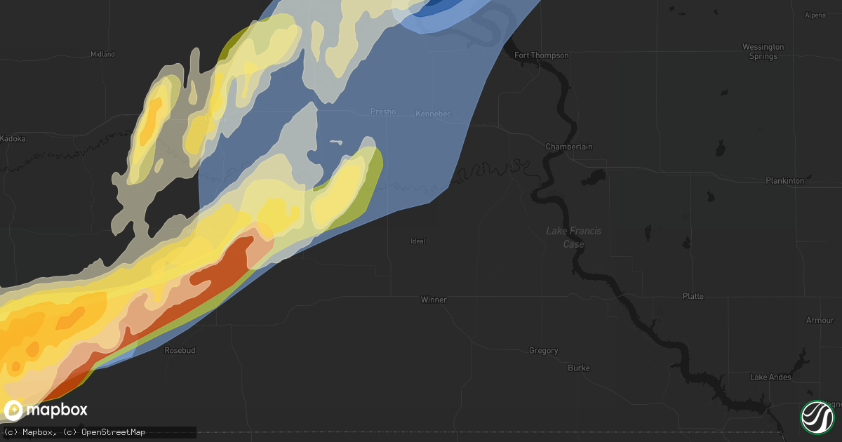 Hail map in Ideal, SD on June 28, 2026