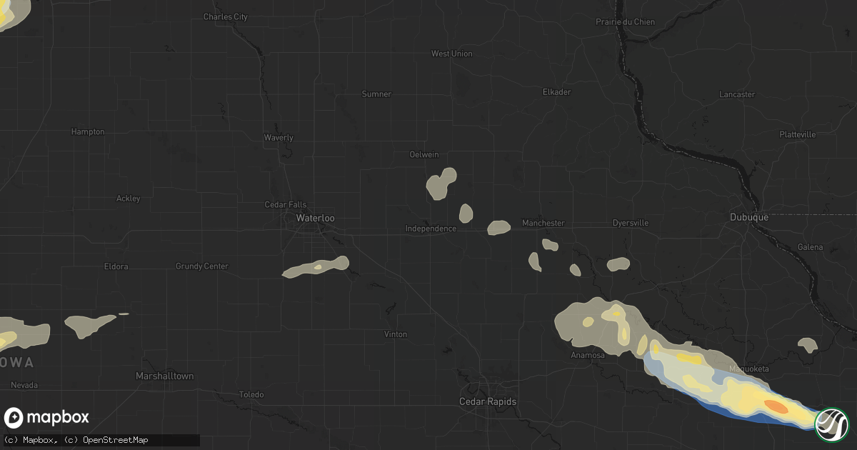 Hail map in Independence, IA on June 28, 2026