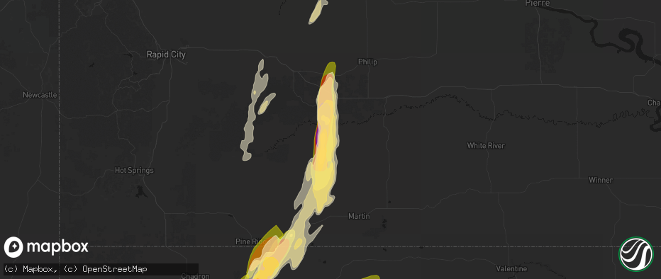 Hail map in Interior, SD on June 28, 2026