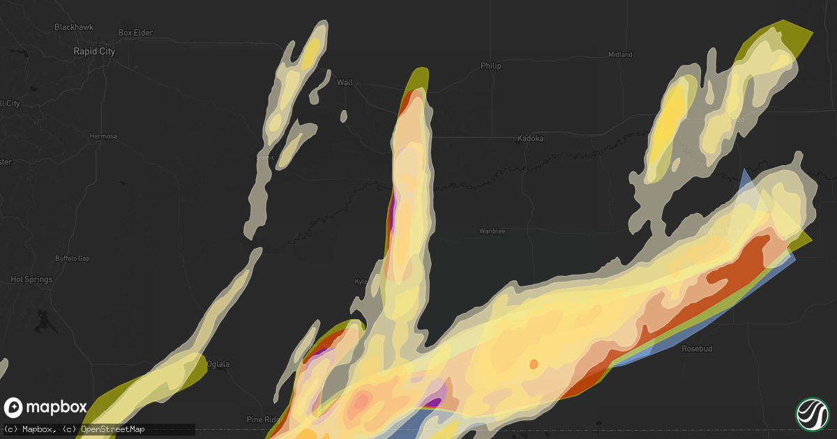 Hail map in Interior, SD on June 28, 2026