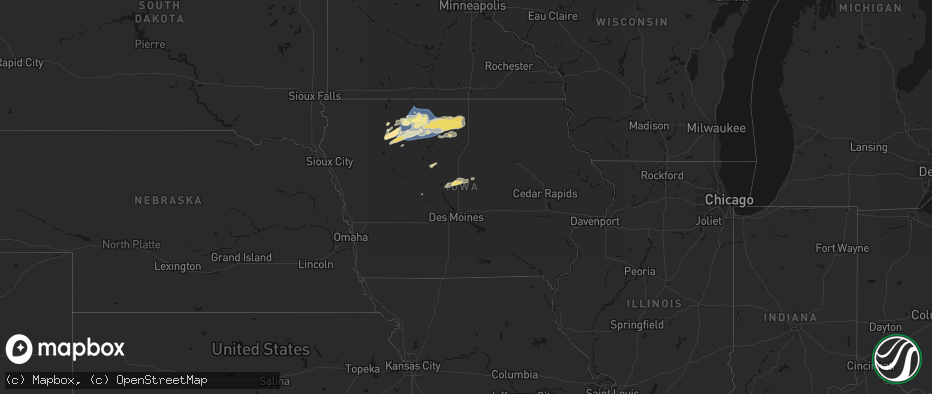 Hail map in Iowa on June 28, 2026