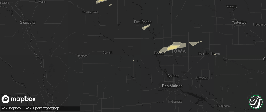 Hail map in Jefferson, IA on June 28, 2026