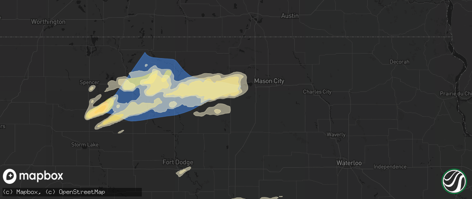 Hail map in Klemme, IA on June 28, 2026