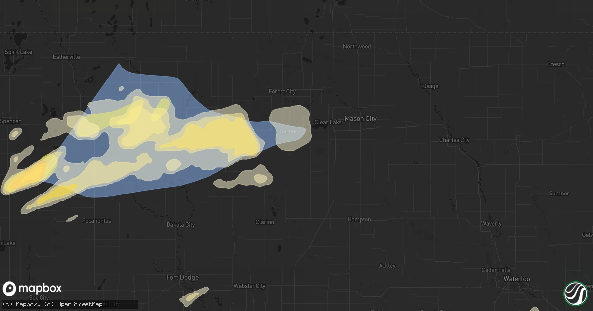 Hail map in Klemme, IA on June 28, 2026