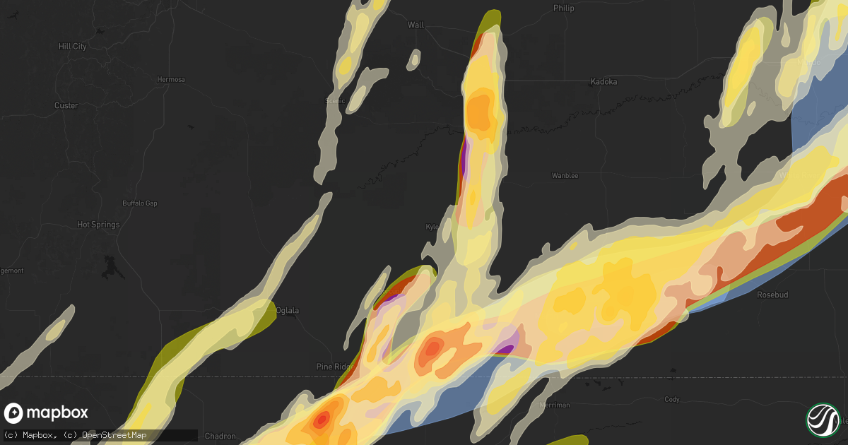 Hail map in Kyle, SD on June 28, 2026