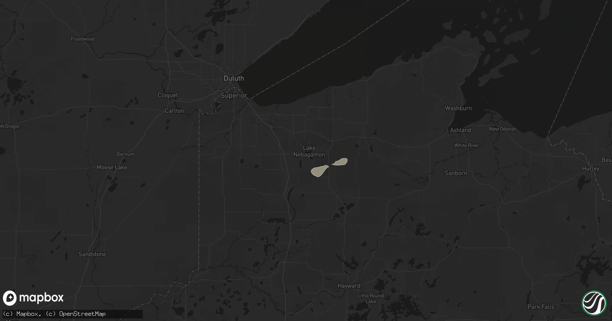 Hail map in Lake Nebagamon, WI on June 28, 2026