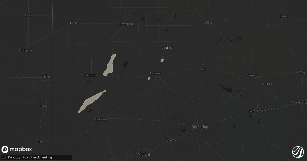 Hail map in Lamesa, TX on June 28, 2026
