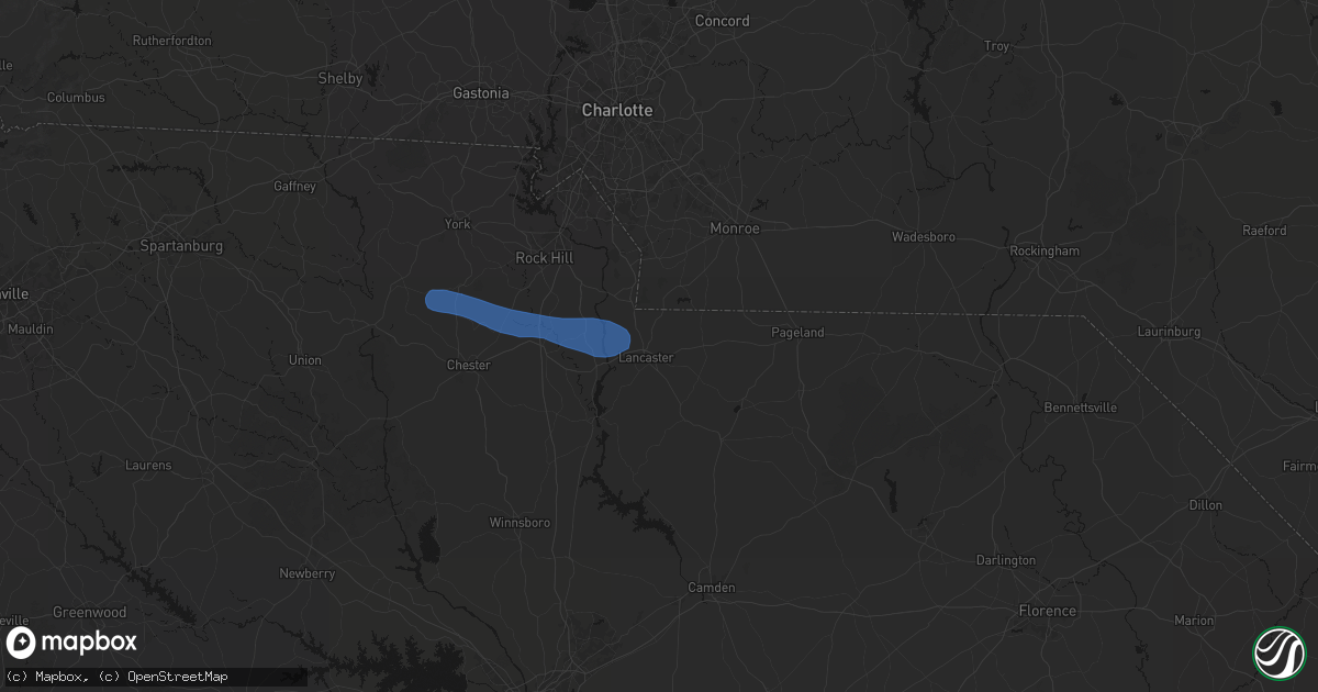 Hail map in Lancaster, SC on June 28, 2026