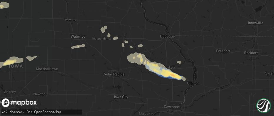 Hail map in Langworthy, IA on June 28, 2026