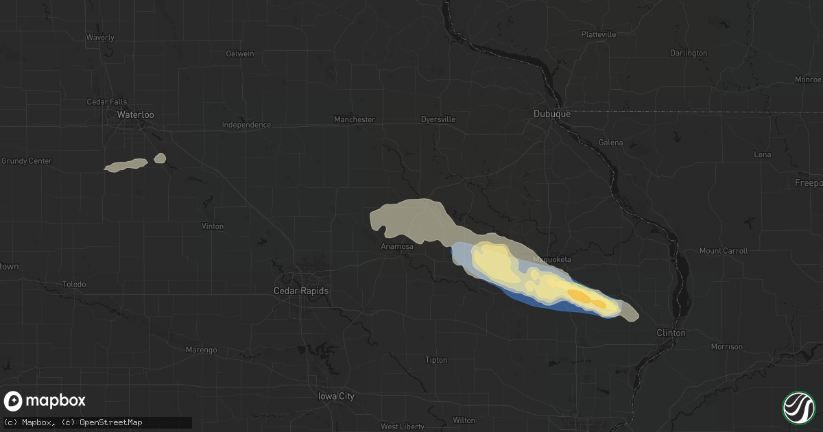 Hail map in Langworthy, IA on June 28, 2026