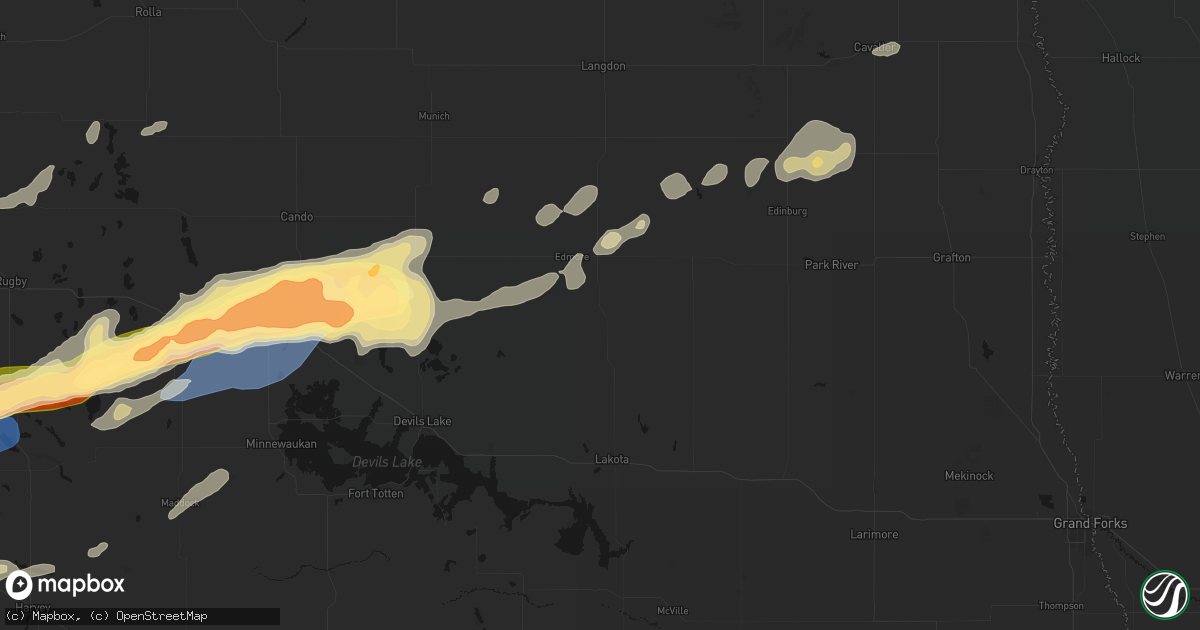 Hail map in Lawton, ND on June 28, 2026