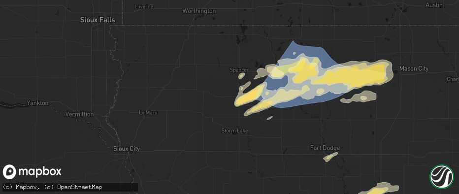 Hail map in Linn Grove, IA on June 28, 2026
