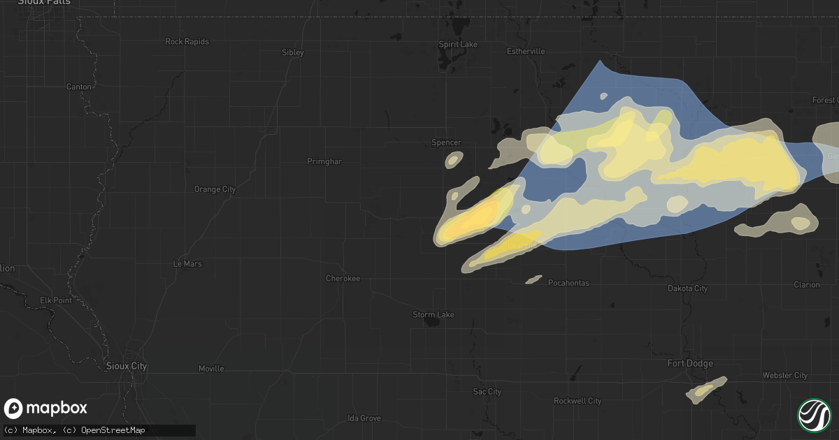 Hail map in Linn Grove, IA on June 28, 2026
