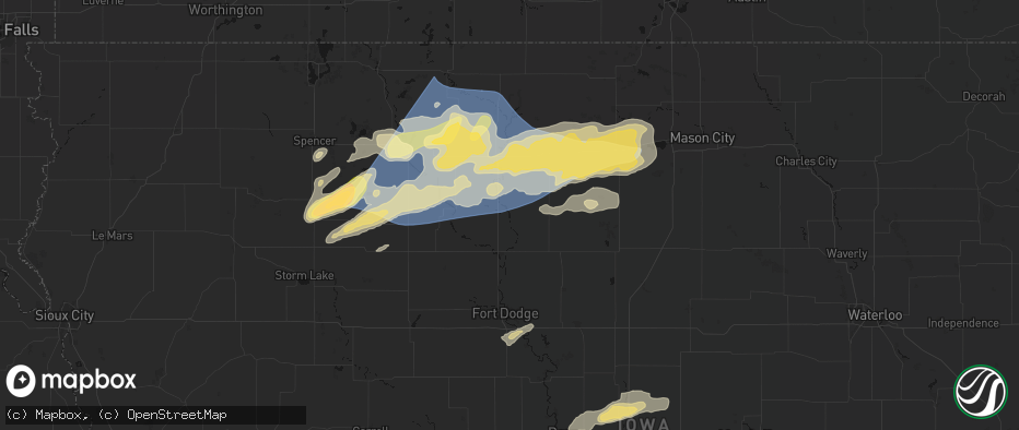 Hail map in Livermore, IA on June 28, 2026